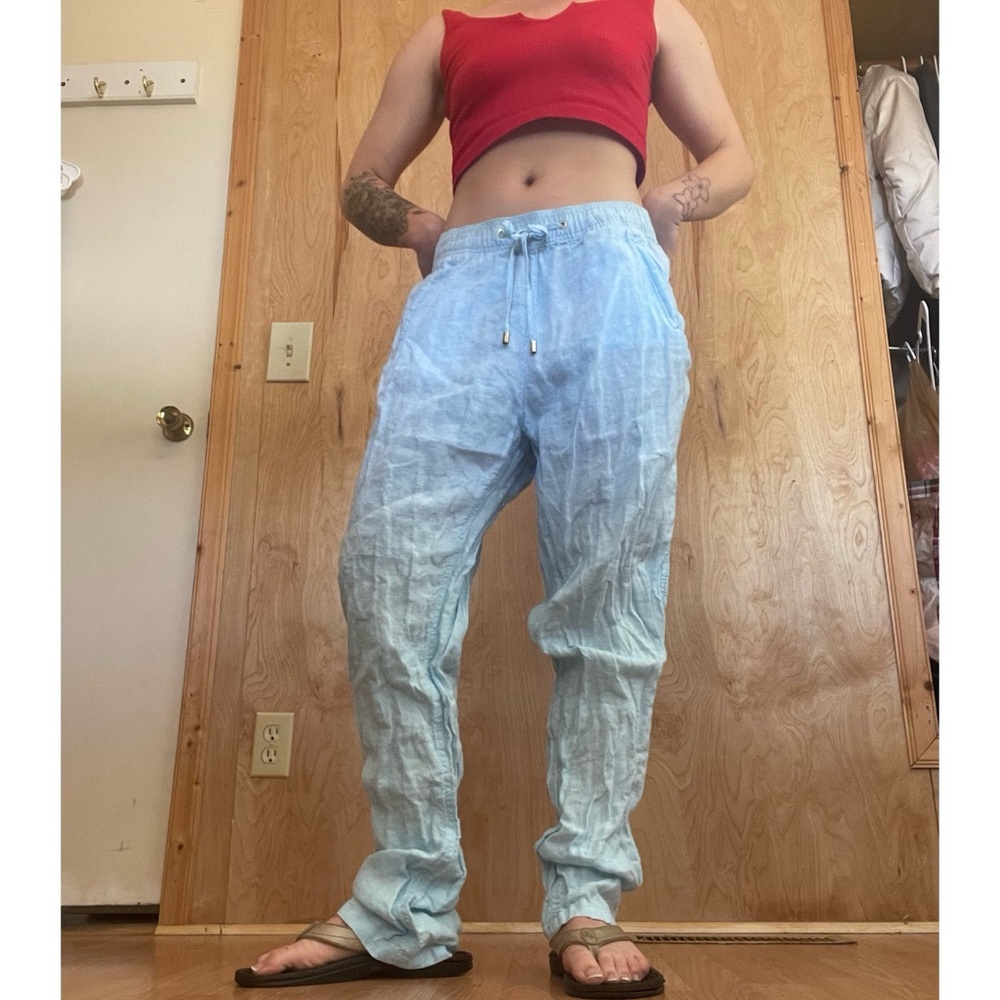 Lilly Pulitzer Light Blue Tie-Dye Straight Leg Pants